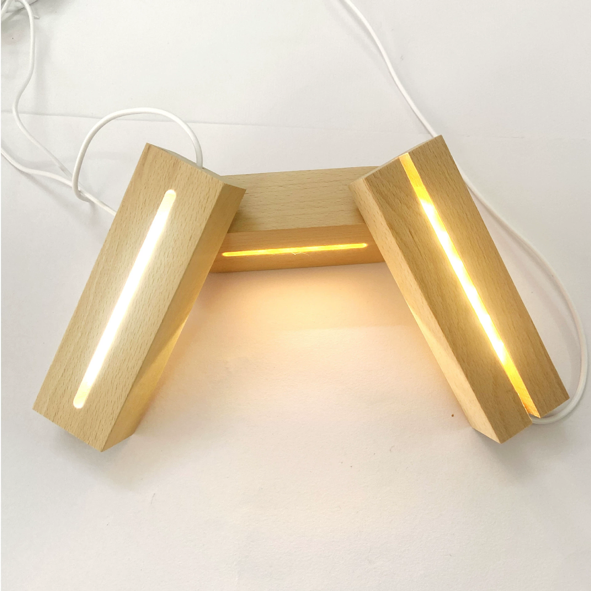Акриловый деревянный LED круглый квадратный держатель для лампы, деревянная основа из натурального дерева