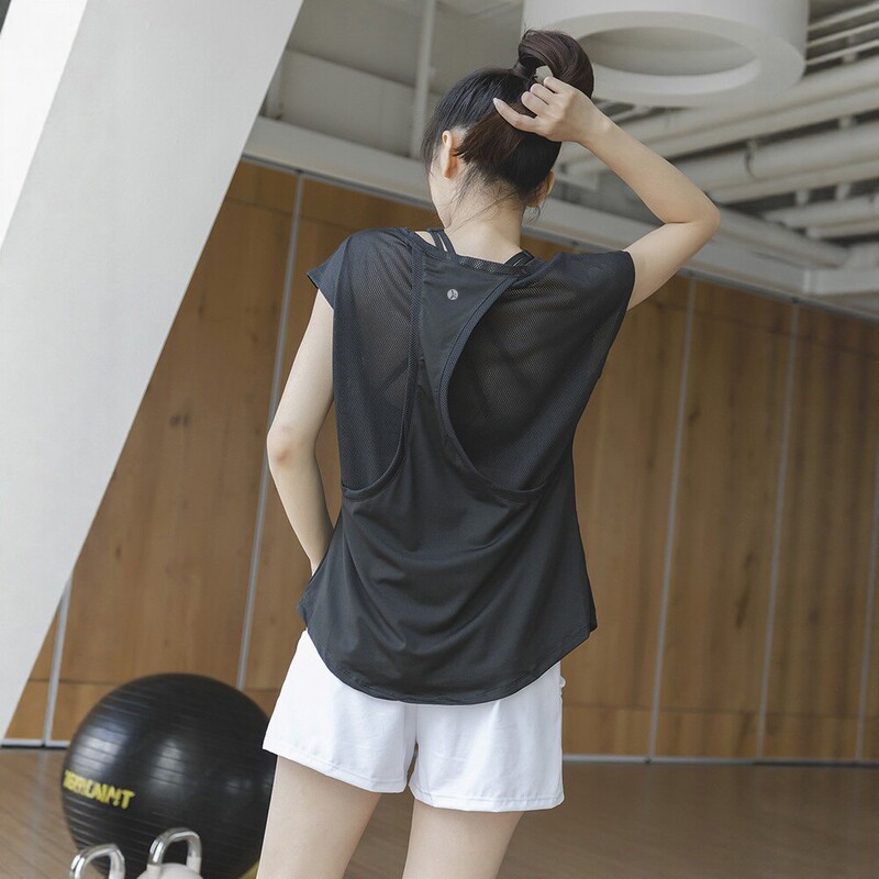Running Short-Sleeved Women's Summer New Quick-Drying Fitness Clothing Professional Marathon Mesh Breathable Body-Covering Yoga Clothing Set Running Short-Sleeved Women's Summer New Quick-Drying Fitness Clothing Professional Marathon Mesh Breathable Body-Covering Yoga Clothing Set