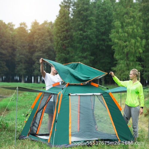 Fully Automatic Tent Outdoor Double Layer Beach Camping Four-Season Tent Windproof and Waterproof 3-4 Person Portable Camping Tent