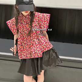 童装女童碎花衬衫洋气时髦2026夏装新款韩版女孩短袖中大童上衣潮