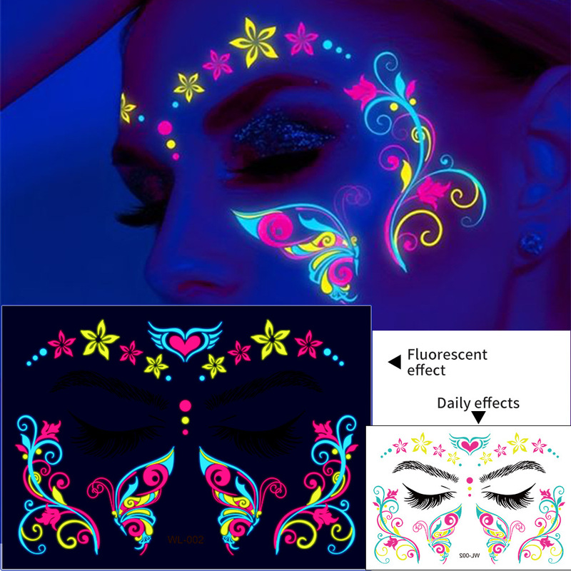 European and American Hot-selling Stage Ball Fluorescent Tattoo Face Sticker Waterproof Long-lasting Face-keeping Fluorescent Decorative Face Sticker European and American Hot-selling Stage Ball Fluorescent Tattoo Face Sticker Waterproof Long-lasting Face-keeping Fluorescent Decorative Face Sticker