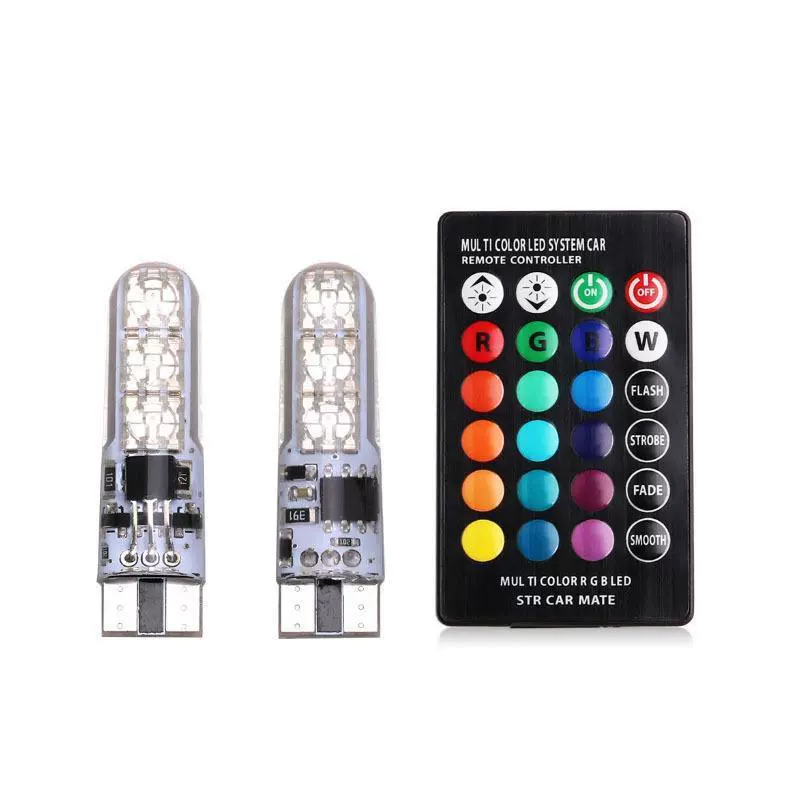 Автомобильный светодиодный индикатор ширины T10 RGB силиконовый 5050-6SMD красочный маленький свет номерного знака свет вспышки мотоцикла