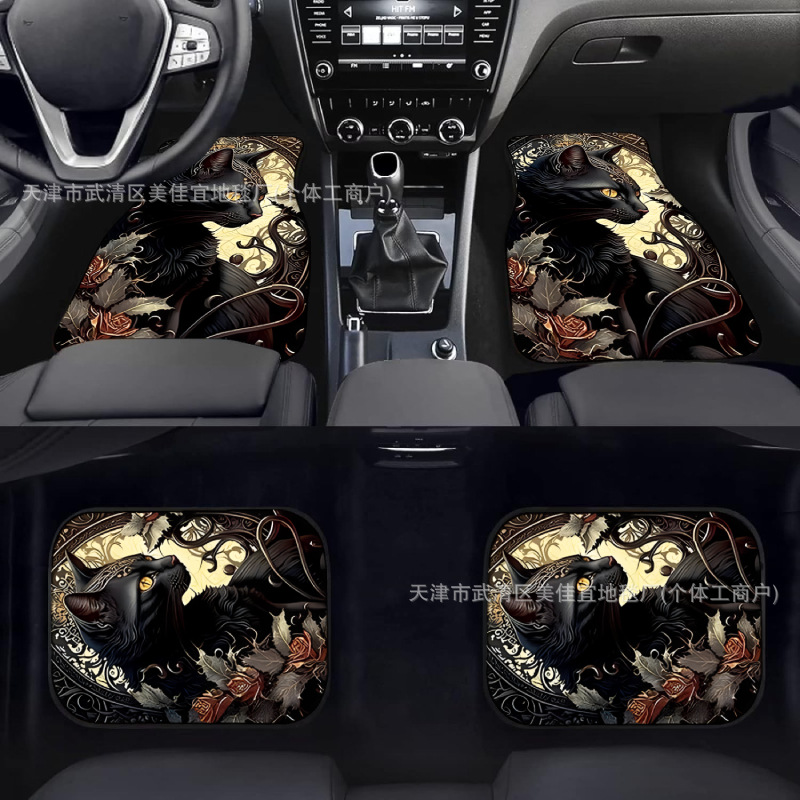 Cross-Border American car foot mat carpet four-piece stain-resistant floor mat rose skull Amazon TEMU foot mat wholesale