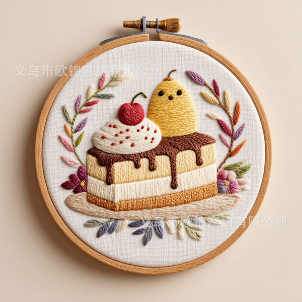 新品原创刺绣diy手工材料包蛋糕甜点Embroidery亚马逊热跨境英文|undefined
