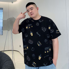 300斤大码男装胖子夏新款宽松显瘦韩版休闲短袖t恤男加肥加大潮流