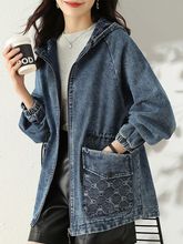 收腰牛仔短外套女春秋款时尚韩版宽松大码连帽牛仔衣休闲夹克上衣