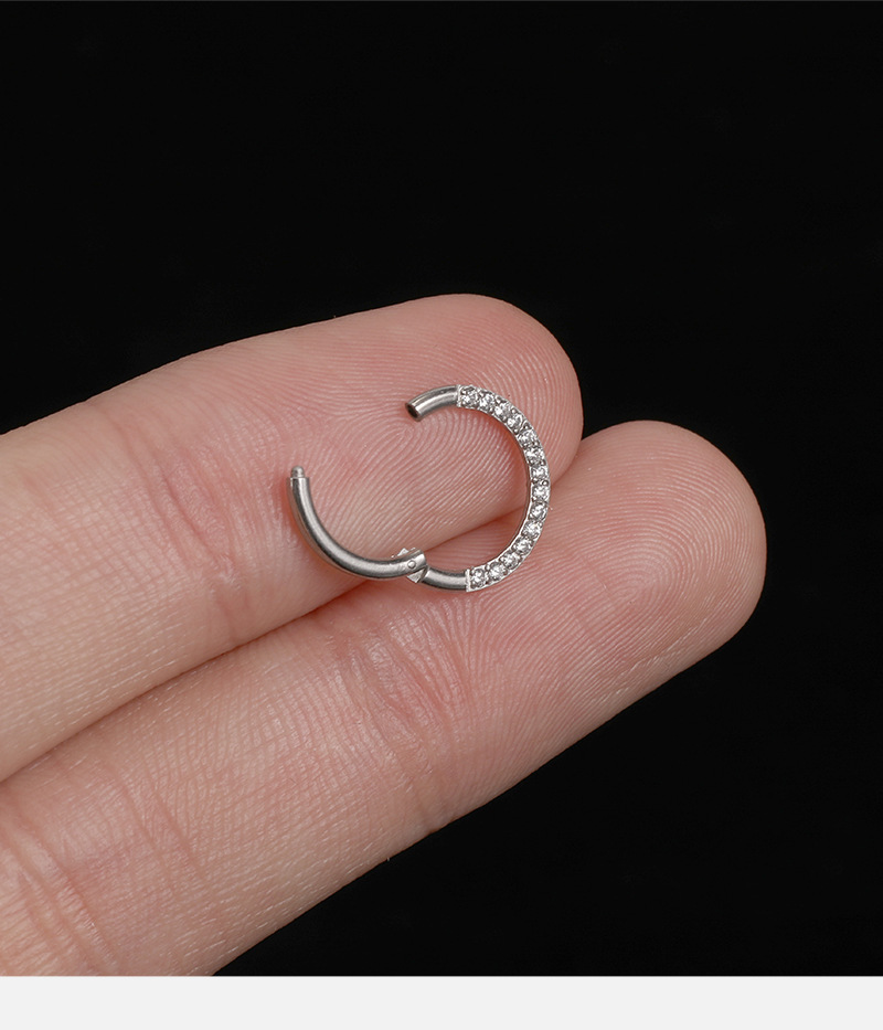 Autumn New Women's Small Soft Bone Ring Titanium Steel Nose Ring Personality Bee Nose Decoration Round Micro Diamond Piercing Jewelry detail image 7