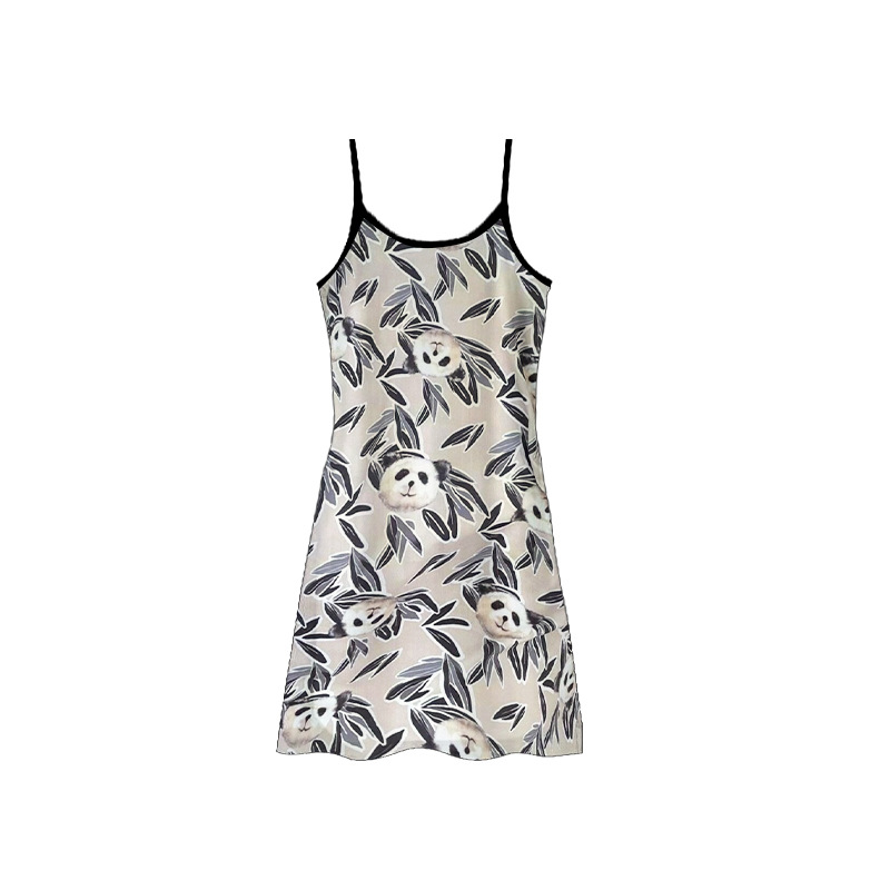 2025 transfronterizo europeo y americano Amazon estilo caliente cabestrillo vestido pijamas lindo panda pequeño cómodo servicio a domicilio informal