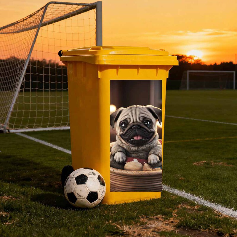 Overcross Outdoor Trash Can Pug Trash Can Sticker Adhesive Paper Sunscreen Waterproof Pvc Material