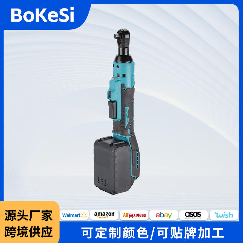 21v跨境外贸便携式舞台桁架90度角向电动棘轮扳手锂电直角扳手