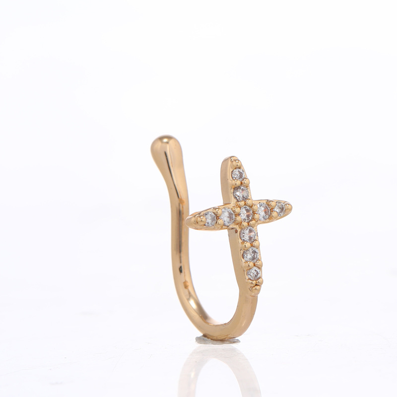 Fashion Moon Crown Alloy Inlay Zircon Nose Ring 1 Piece