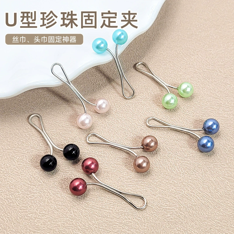 Трансграничный цветной жемчужный U-образный шелковый шарф пряжка модная женская хиджаб хиджаб