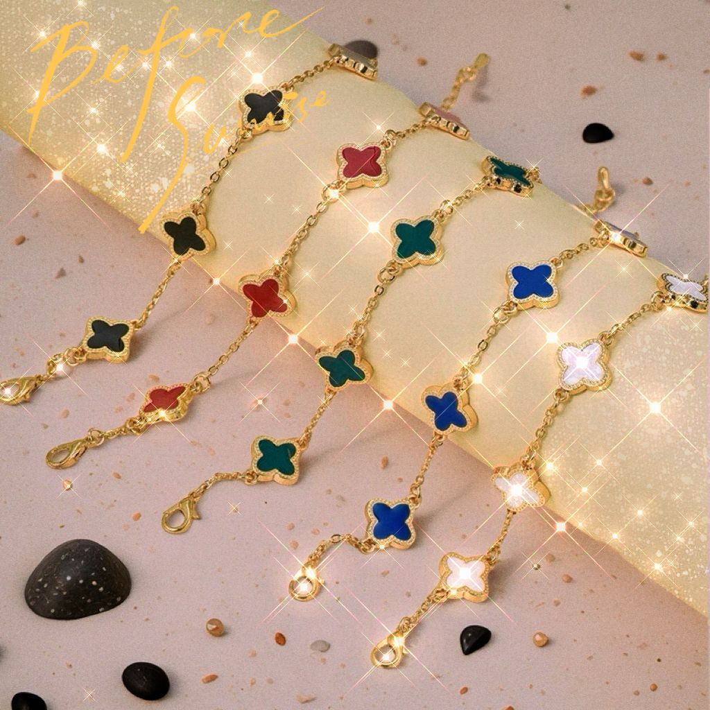 amazon hot stainless steel clover bracelet non-fading female titanium steel high-grade ins style ornament wholesale