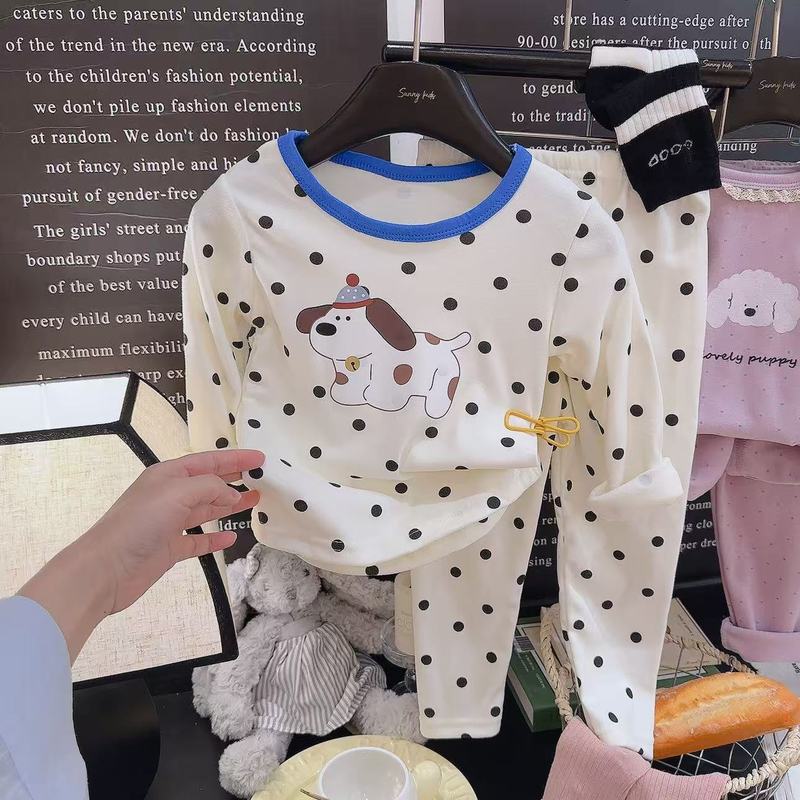 2025新款德绒套装儿童家居服套装男女童 卡通秋衣秋裤睡衣家居服|undefined