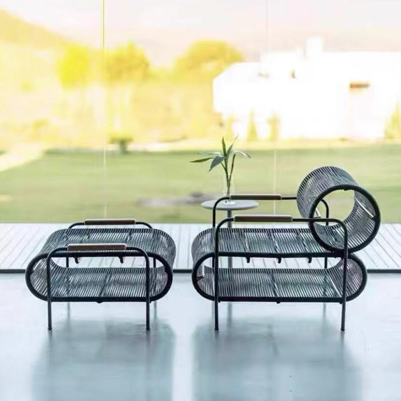 Sofá al aire libre, ventas de casa, patio, balcón al aire libre, diseñador de muebles modernos, conjunto de sofá de caña