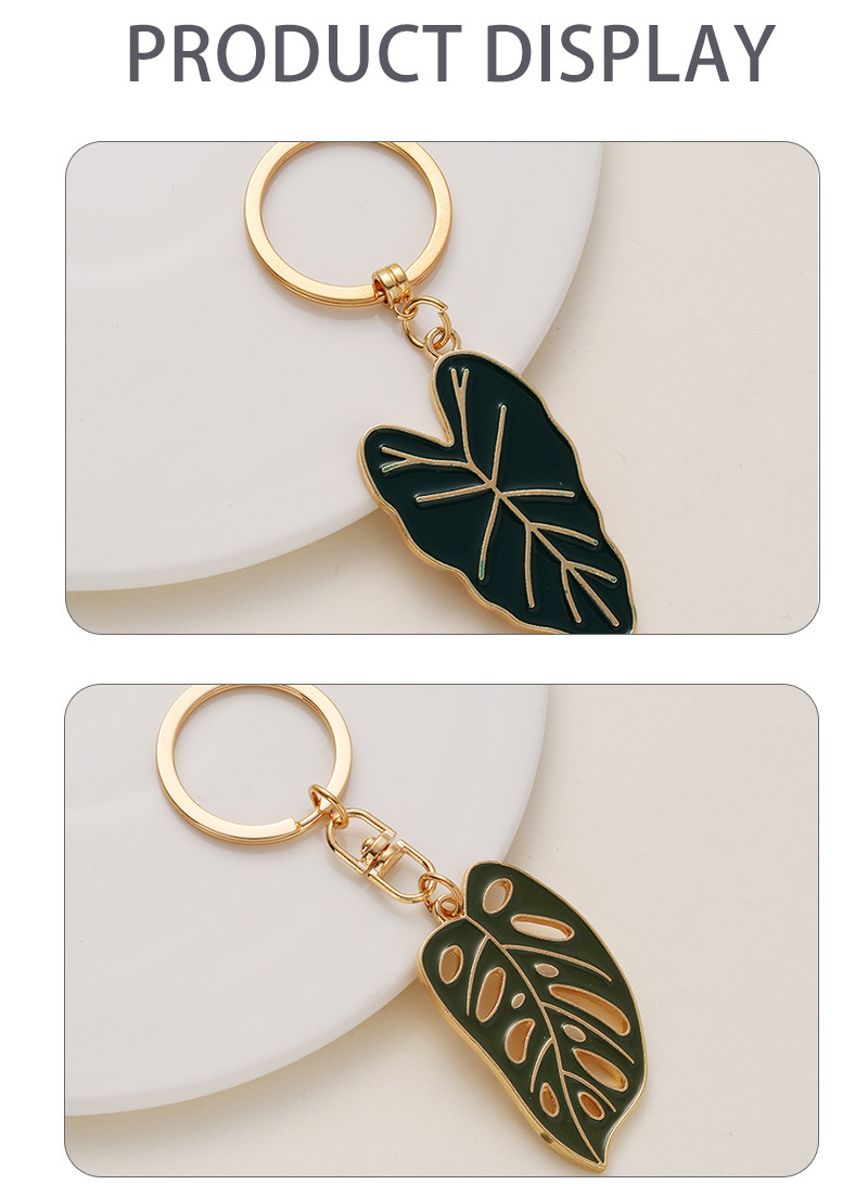 Alloy Hollow Leaves Keychain Pendant Nordic Green Bag Accessories For Women display picture 1