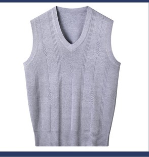One-piece delivery Spring and Autumn New V-neck blended wool vest casual dad wear solid color back vest