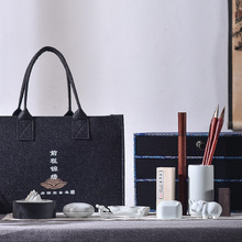 创意防古中国风笔墨纸砚初学者学生青瓷文房四宝礼盒套装书法用品