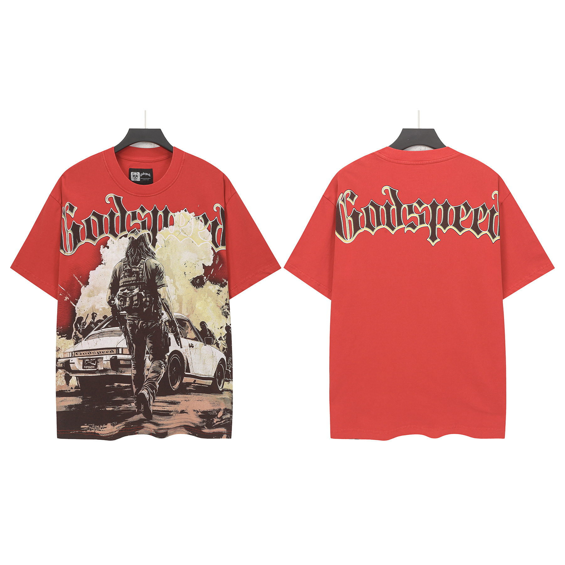 Cross-border Wholesale High-quality Gods Short-sleeve Heavy Wash FOG High Street Fashion Brand Skull Print Pure Cotton_viptrois.com