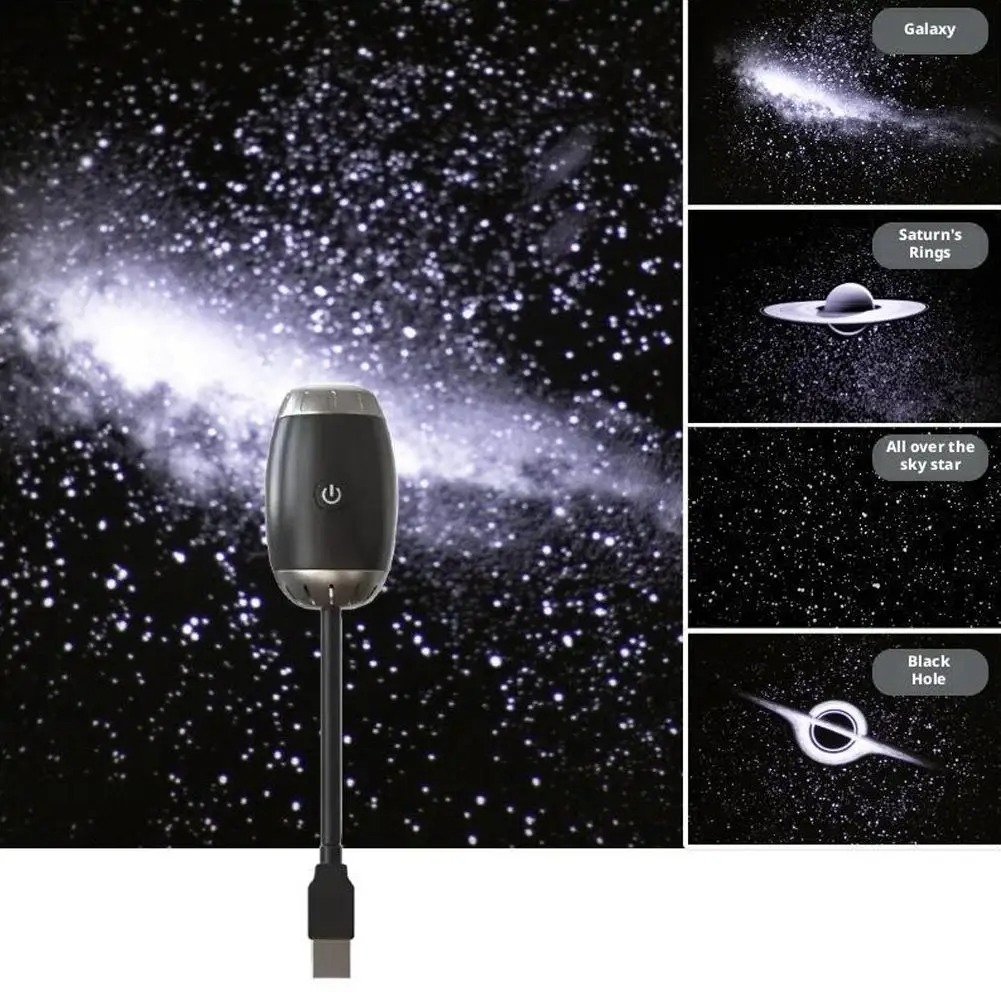 Anillo de Saturno de techo de luz de atmósfera de automóvil USB de luz de cielo de automóvil de luz de proyección láser de techo image 1