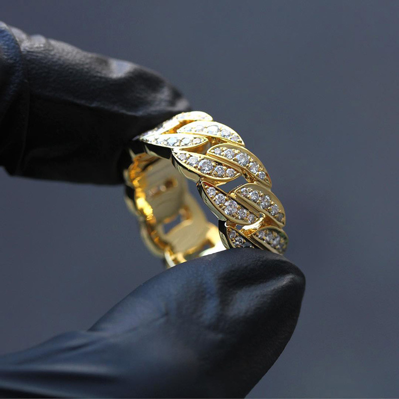 Cuban Chain Ring For Men Luxury High End Zircon Finger Accessory_voghion.com