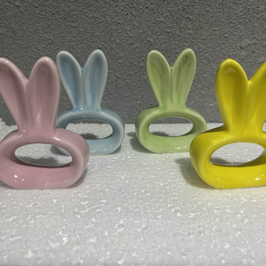 陶瓷复活节彩色兔子餐巾圈餐巾环复活节纸巾环厂家创意可定