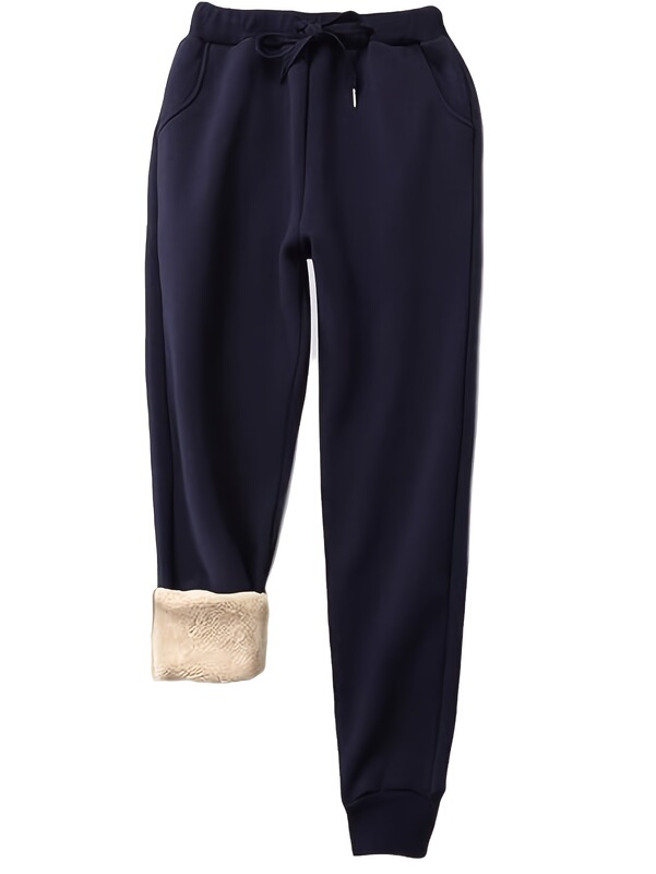 2025 New Cross-Border European and American Style Women's Fleece-Lined Jogging Pants Winter Warm Fleece Sports Pants