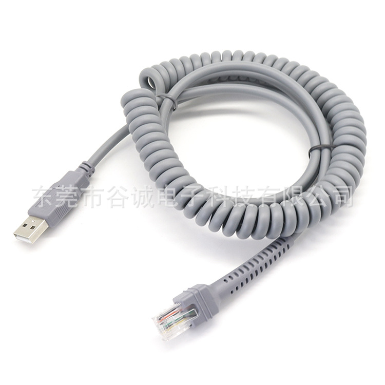 弹簧网线 USB A TO RJ45 8P8C水晶头 通讯设备线 电缆螺旋伸缩线