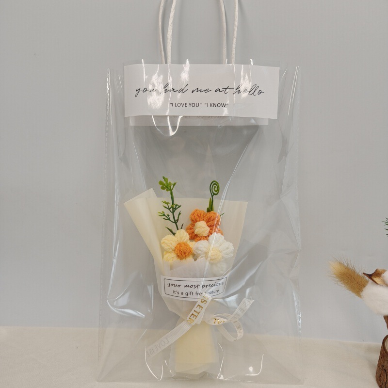 既製品インスタイル透明ハンドバッグタオルクマウサギお土産花束ドライフラワー包装袋OPPギフトバッグ|undefined