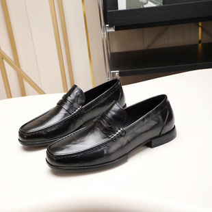 New Imported Buffalo Leather Men's Shoes British Style Men's Retro Color Polished Handmade Shoes Round Toe Soft Sole Business Leather Shoes