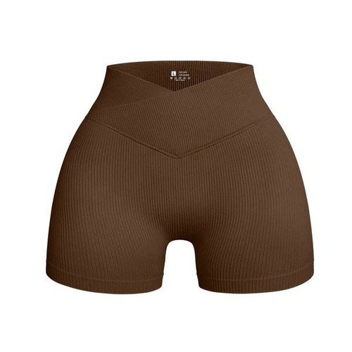 Cross-border Spring and Autumn Style Threaded Yoga Shorts Women's High Waist Hip Lifting Fitness Three-Point Pants Moisture-wicking Running Sports Pants