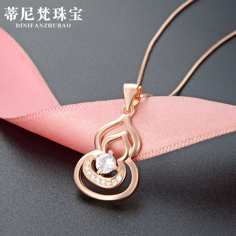 Estilo coreano simple clavícula CADENA DE Calabaza collar s925 plata esterlina simple diseño Fu Lu diamante-incrustado suéter cadena colgante para mujeres