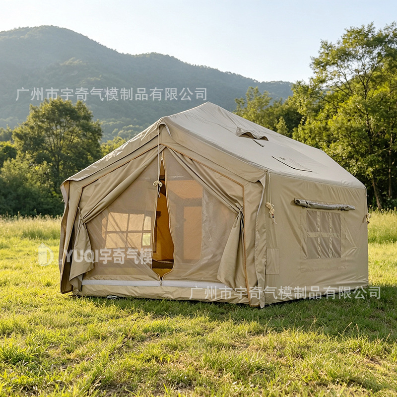 Outdoor Camping Quick-Open Inflatable Tent Travel Portable Oxford Cloth Inflatable Tent Camping Tent with Canopy for Multiple People