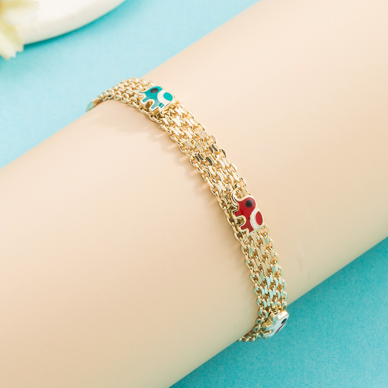 fashion devilu0027s eye copper real gold-plated mesh chain bracelet