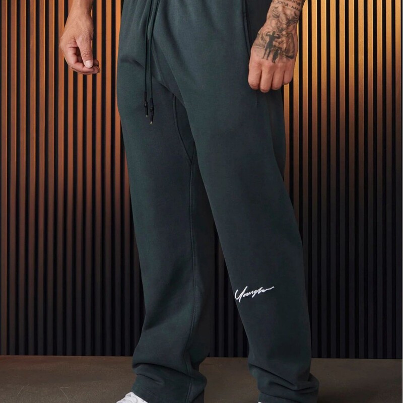 YOUNGLA New Men's Sports Pants Heavy-weight Trousers with Trousers Embroidered Trousers Jogger Sports Fitness Straight Leg Pants Sweatpants