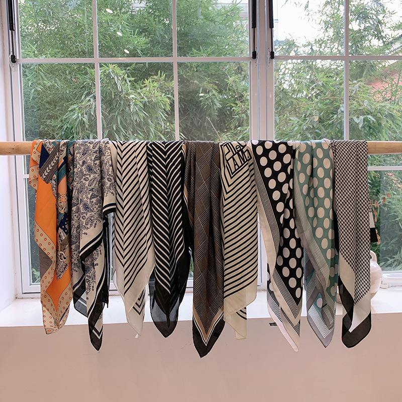 70 Imitation Silk Scarves Korean Versatile Ins Style Fashion Small Square Scarf Summer Decorative Square Scarf Thin Scarf for Tying Bags