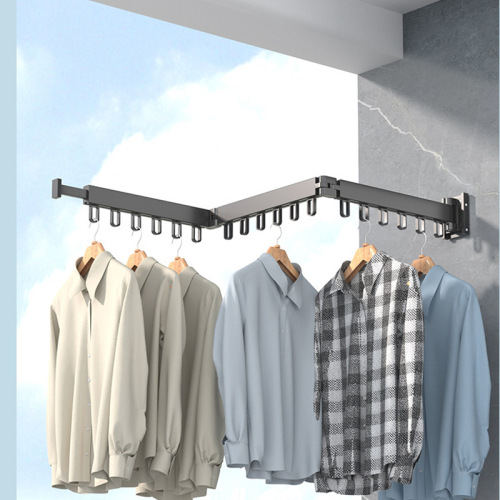 Invisible clothesline rod wall-mounted foldable no-drilling indoor drying rope window balcony small apartment balcony window
