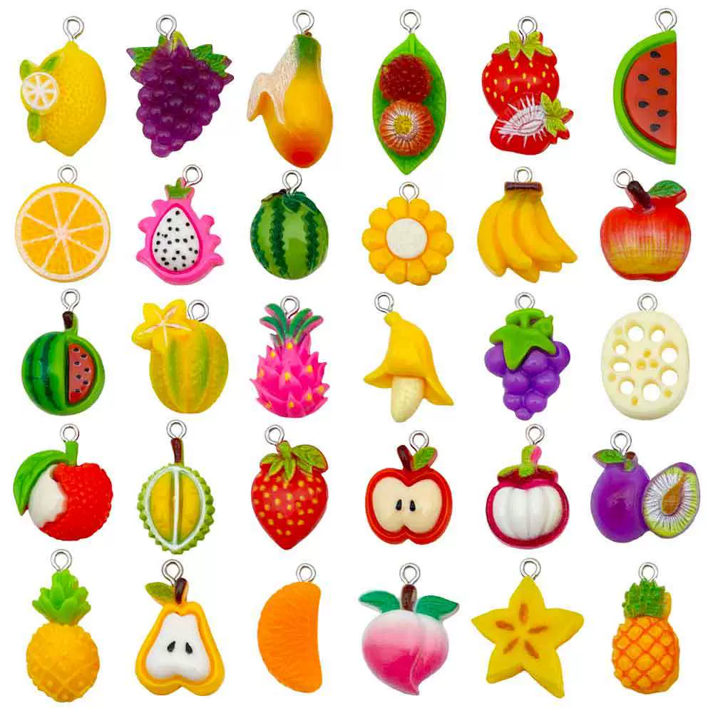 DIY树脂仿真立体水果香蕉草莓苹果吊坠手链项链甜美挂件饰品配件