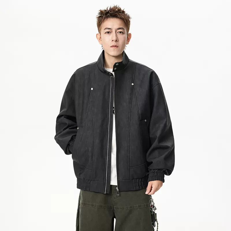 2025新款美式复古pu皮衣外套男士秋季潮牌高级感休闲宽松夹克