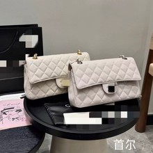 高版本c家经典cf系列鱼子酱包羊皮女包单肩斜挎包高级方胖子菱格