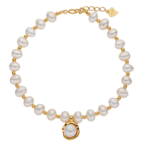 S925 Pure Silver Natural Pearl Pendant Bracelet for Women, Delicate Silver, High-End Charm, Xiaohongshu Decorations Wholesale