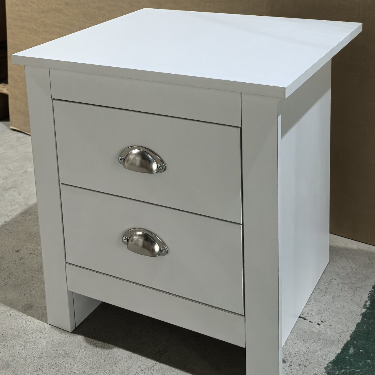 Amazon Cross-Border Panel Disassembly Side Table Simple New White Double Drawer Bedroom Bedside Table Side Cabinet