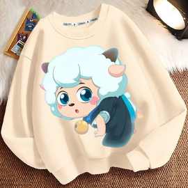 喜羊羊与灰太狼动漫卡通美羊羊图案衣服印花儿童圆领百搭宽松卫衣