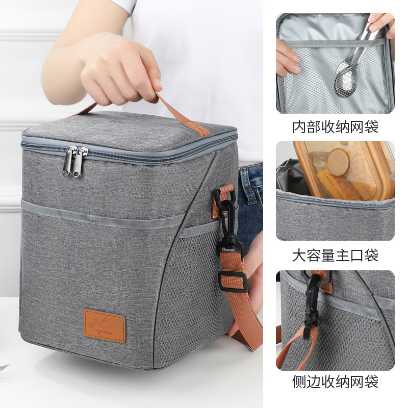 Shuofang シンプルなアイスバッグは、縦型ランチボックスバッグ、オックスフォード布の厚みのある鮮度保持ピクニックバッグ、アルミホイル断熱バッグと斜めに掛けられます。|undefined