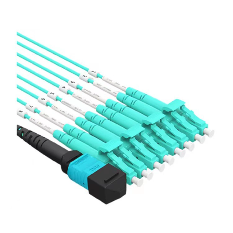 Телекоммуникационный оптоволоконный патч-корд MPO-LC 10G, многомодовый, 8-жильный, 12-жильный, 24-жильный, с разъемом B-полюса, OM3/OM4, MPO-LC