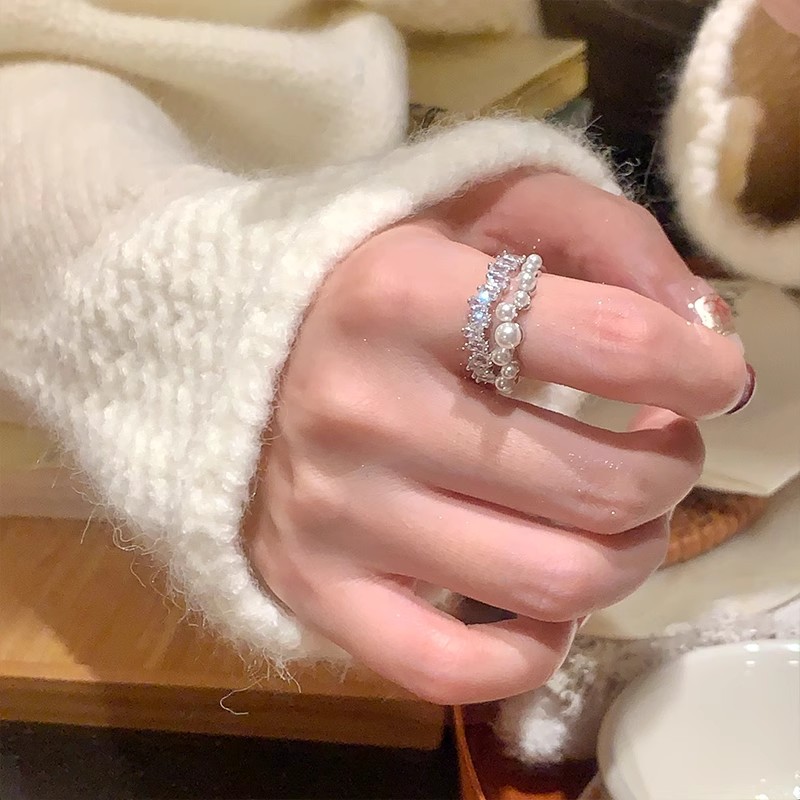 Galaxy Brilliance Double Layer Star Pearl Ring For Women_voghion.com