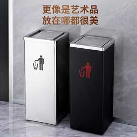 方翻盖不锈钢垃圾桶酒店大堂立式银行商场大号圆形果皮桶包邮家用