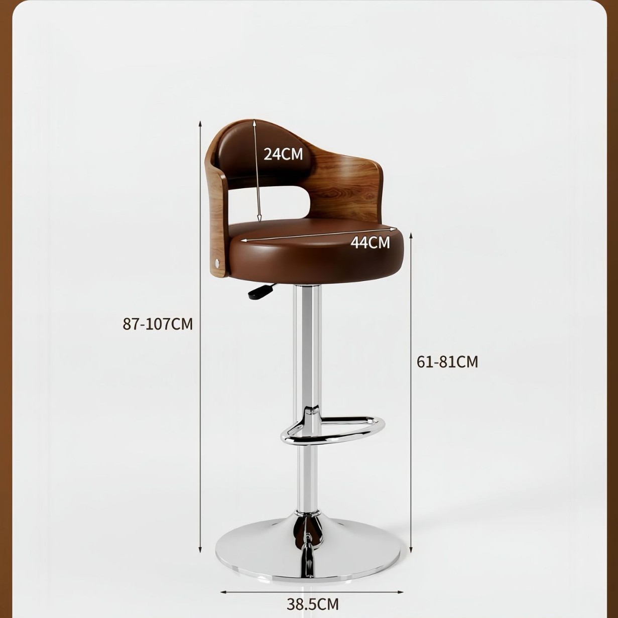 Electroplating frame + brown seat cushion