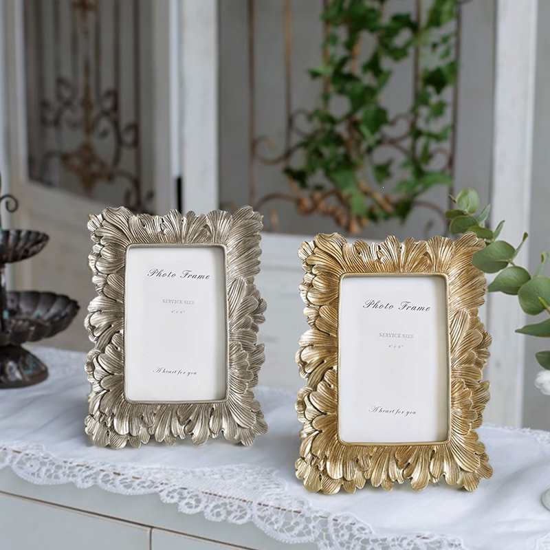 Photo Frame Display Stand, Light Luxury American Nordic Retro Style, 6inch 7inch Style Living Room Photo Frame, Empty Frame, Gold Picture Frame Decoration