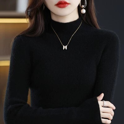 Clearance Sale Autumn/Winter New Women's Thickened Slimming Slim Fit Half-Turtleneck Base Layer Versatile Sweater